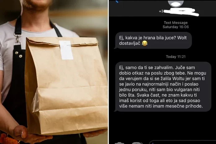 (FOTO) Dostavljač iz Srbije dobio otkaz nakon što je pisao djevojci kojoj je donio hranu, Life.ba